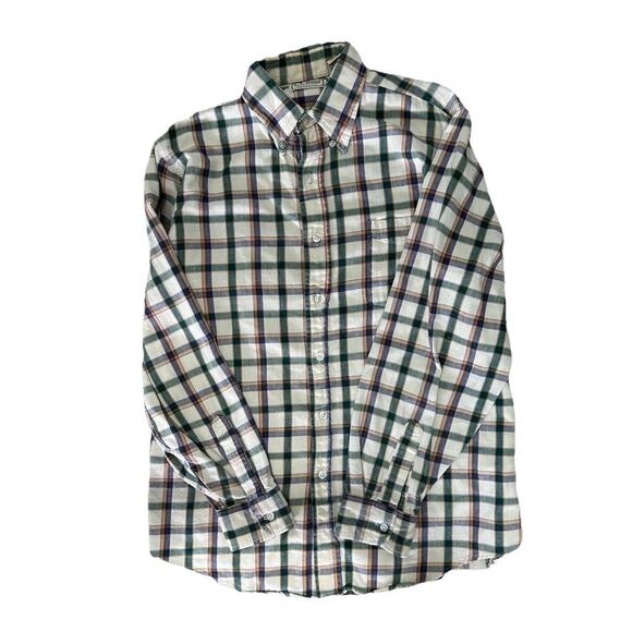 Vintage LL Bean Men’s Plaid Button-up Long Sleeve Shirt Made In USA Green Size M - Picture 3 of 7
